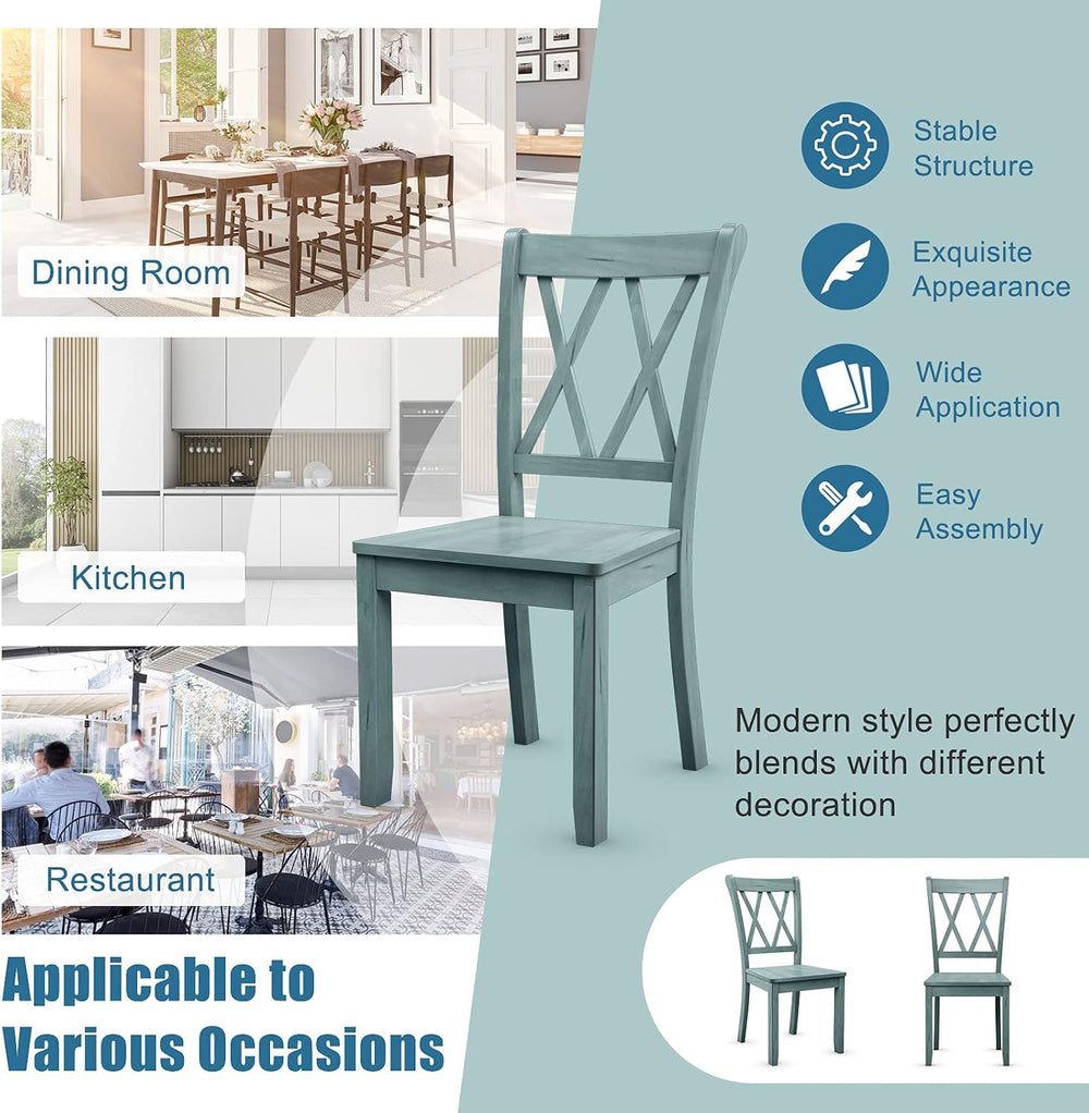 GIANTEX Set of 4 Dining Chairs, Rubber Wood Dining Room Chair, Farmhouse Dini...