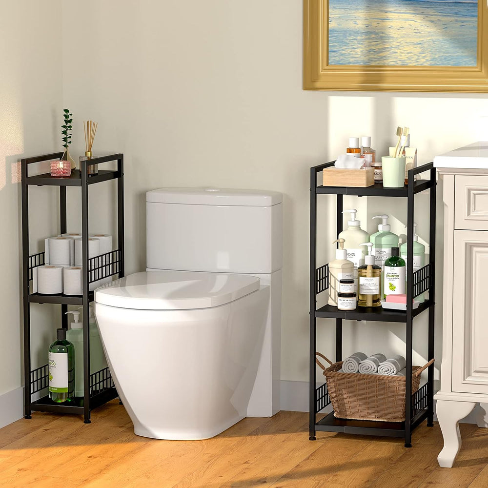 DAOUTIME 3-Tier Metal Shelving Unit, Expandable, Free-Standing, Narrow, Open ...
