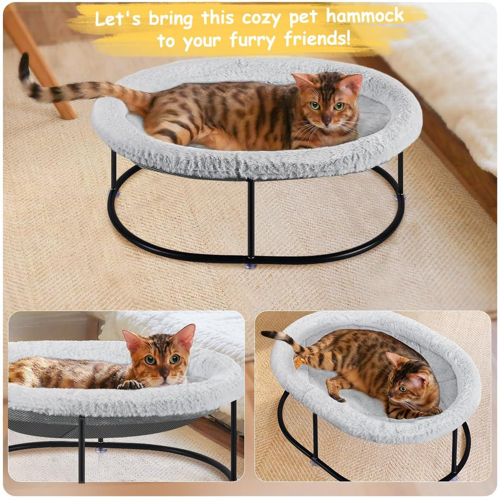 Zoratoo Elevated Cat Hammock, Fluffy Cuddle Cat Bed for Multiple Cats