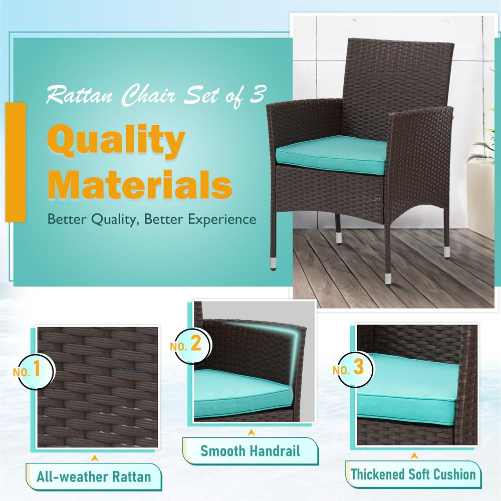PayLessHere Set of 3 Outdoor Furniture Set Patio Furniture Set Brown Conversa...