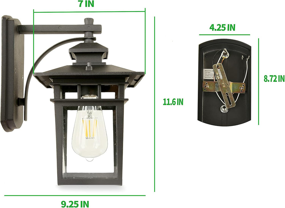 Modern Porch Light Wall Mount Black Exterior Wall Lantern for House Front Por...
