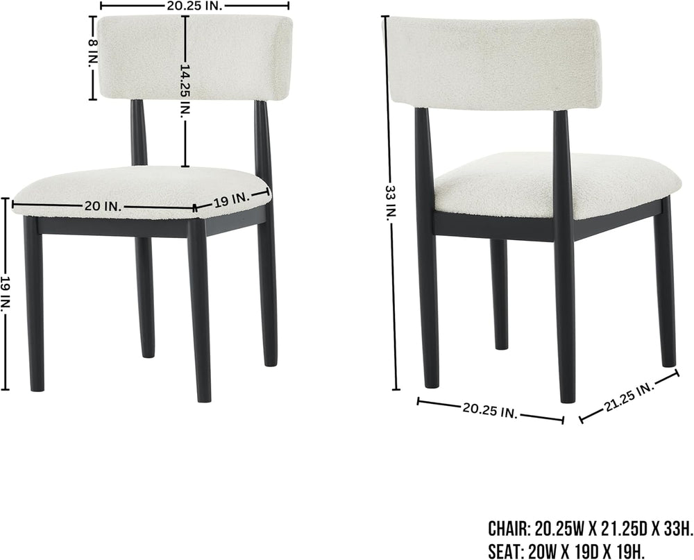 Roundhill Furniture Ellis Boucle Upholstered Dining Chairs, Set of 2, White/M...