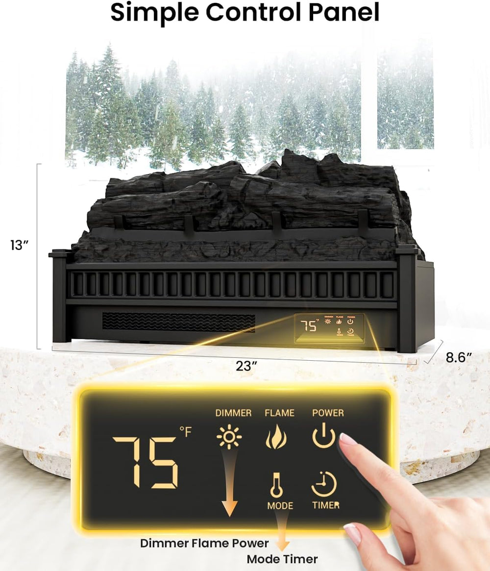 AIRMATE 1500W Electric Fireplace Heater, 22In Electric Fireplace Insert Logs,...