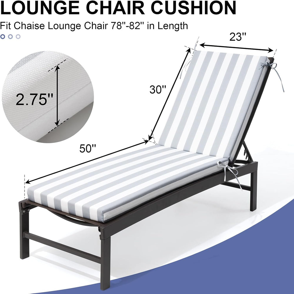 Crestlive Chaise Lounge Cushions Outdoor Set of 2, 80"x23", Waterproof