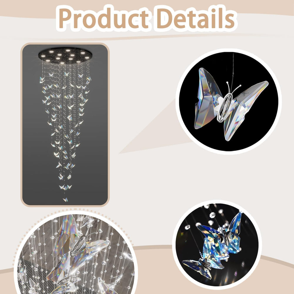 ykolupty H102 High Ceiling Chandelier Modern Crystal Chandeliers Raindrop Cha...