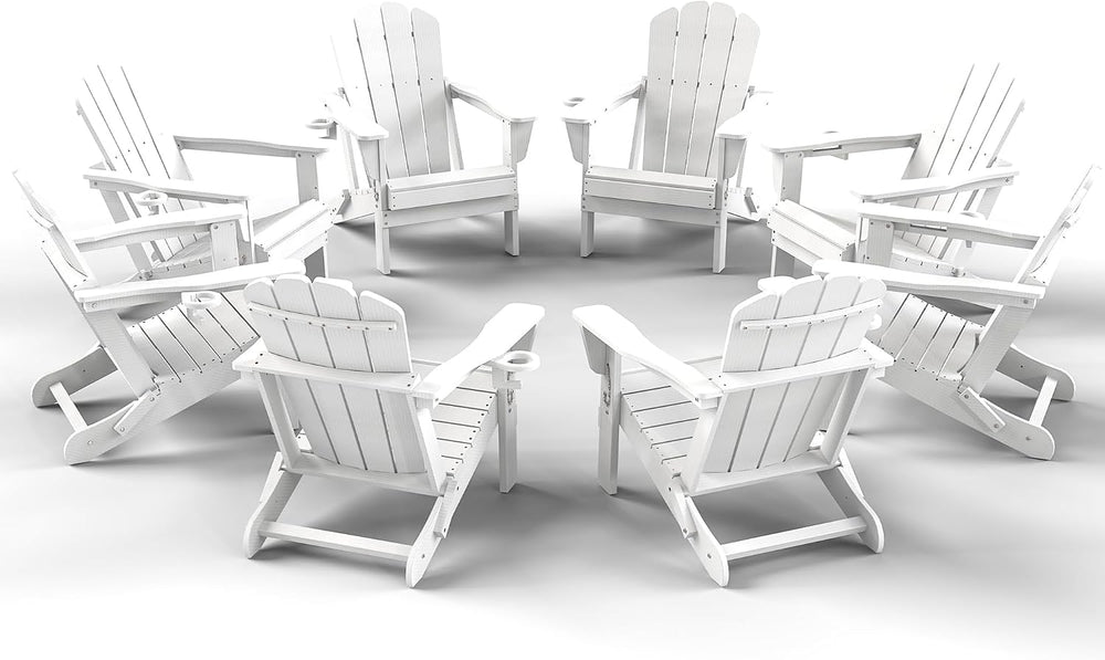 Domi Folding Adirondack Chair Set of 8, HDPE All-Weather Adirondack Chairs wi...
