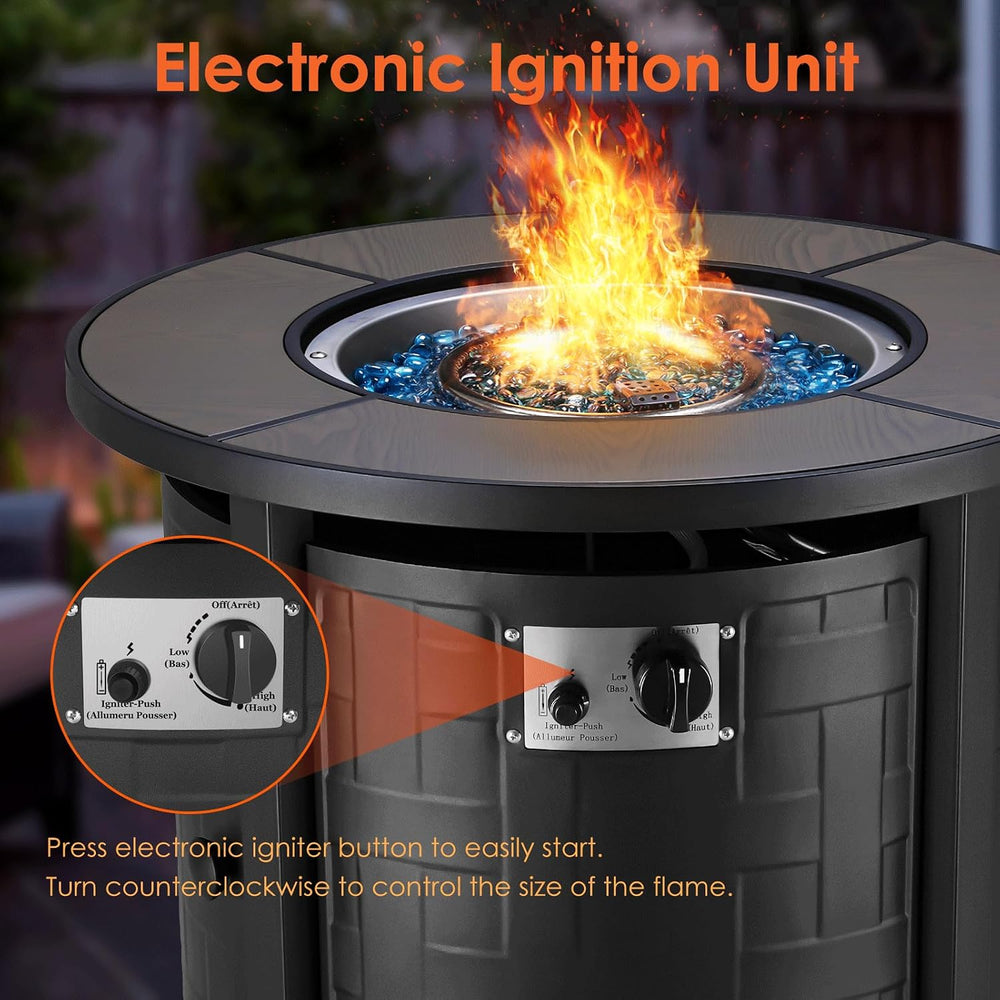 TLGREEN 30-Inch Round Propane Fire Pit Table, 50,000 BTU