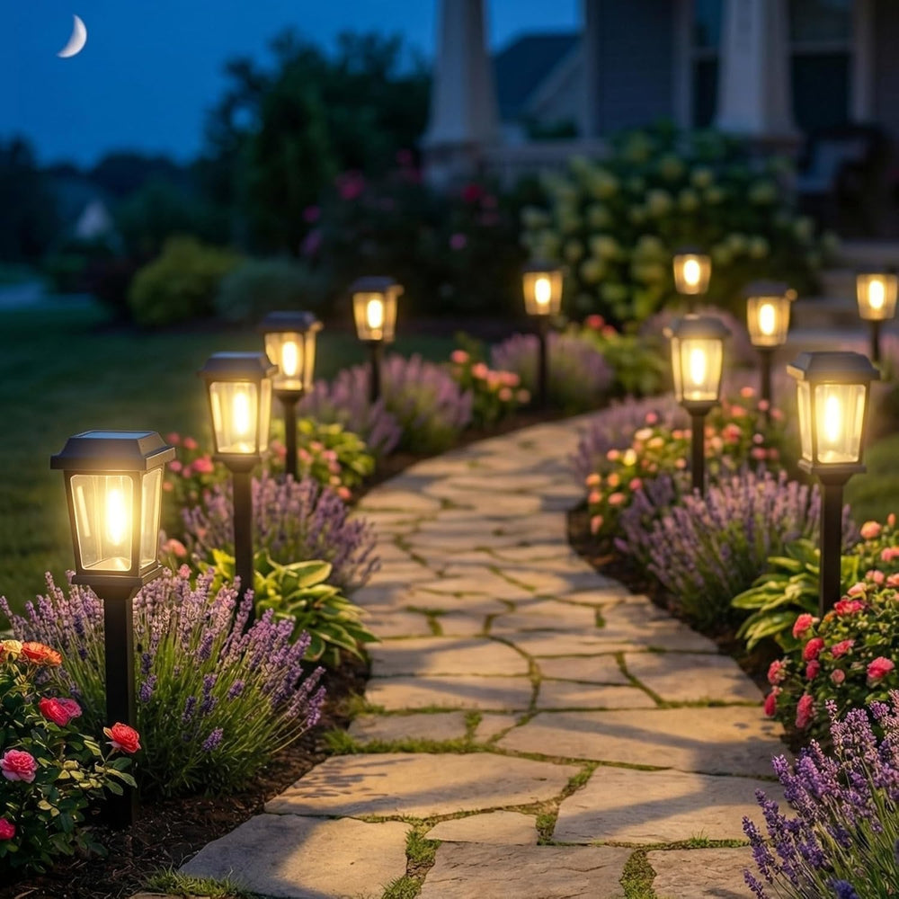 12 Pack Solar Lights Outdoor, Modern Solar Pathway Lights Outdoor, Waterproof...
