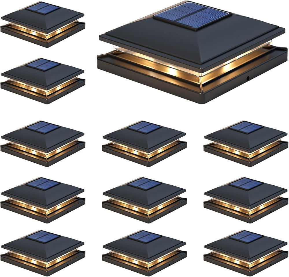 APONUO Solar Post Cap Lights - 12 Pack Outdoor Waterproof for 4x4, 5x5, 6x6 P...