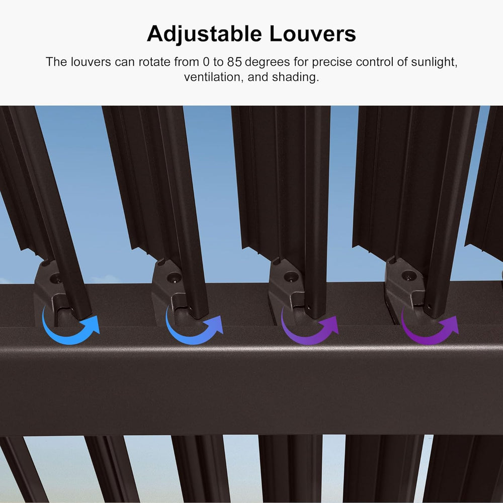 PURPLE LEAF Patio Louvered Pergola 11' x 15' Outdoor Hardtop Gazebo B...