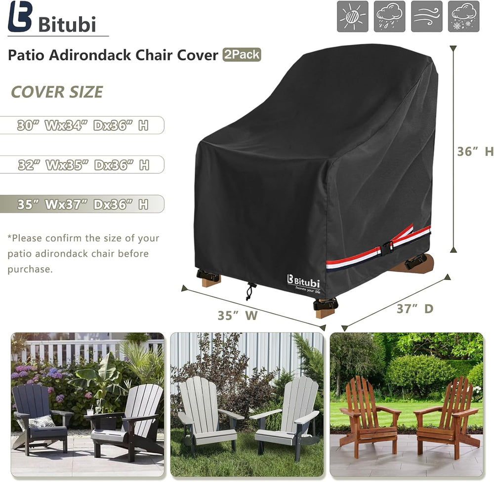 Bitubi Waterproof 2 Pack Patio Adirondack Chair Cover for Outdoor Chair Size ...
