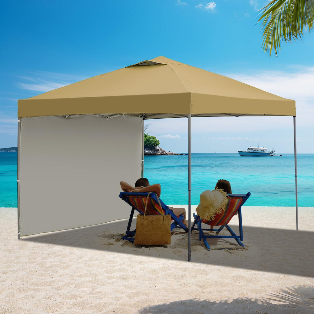GDY 10x10 Pop Up Canopy Tent with 4 Sidewalls, Easy Set up, Outdoor Silver Co...