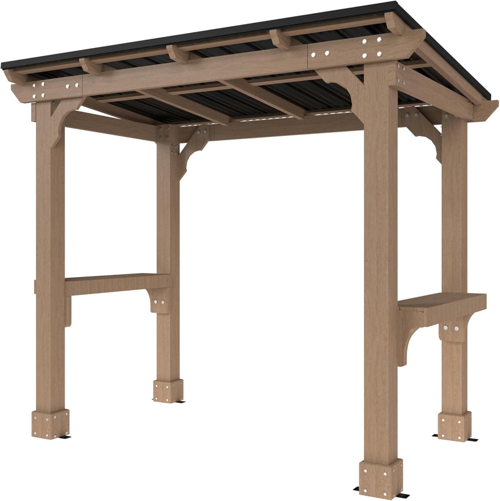 VEIKOU 8’x5’ Grill Gazebo, Patio Gazebo with Hardtop Metal Roof, Rainwater Dr...