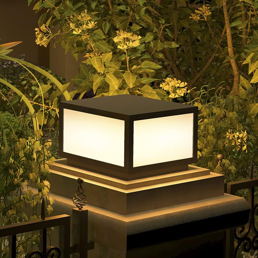 Pillar Lamp Post Light, Fence Deck Cap Light Lantern Column Lamp for Flat Sur...