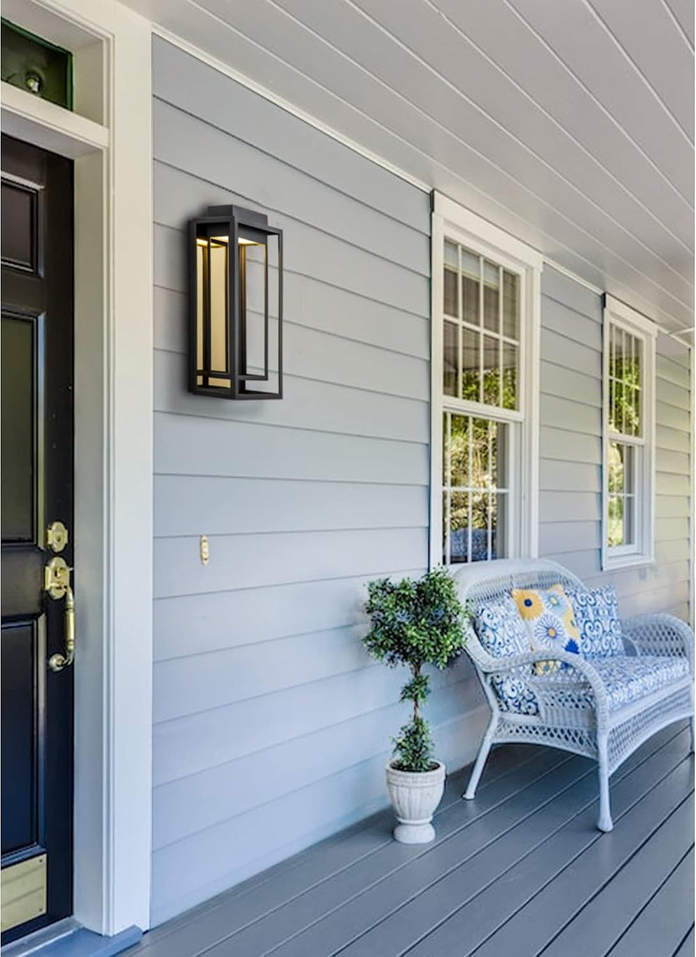 Modern Outdoor Wall Lights LED Exterior, Black Gold Front Porch Lights Wall M...