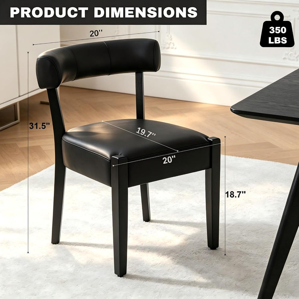 RNKSFX Black Dining Chairs Set of 8, Faux Leather Upholstered Kitchen & D...