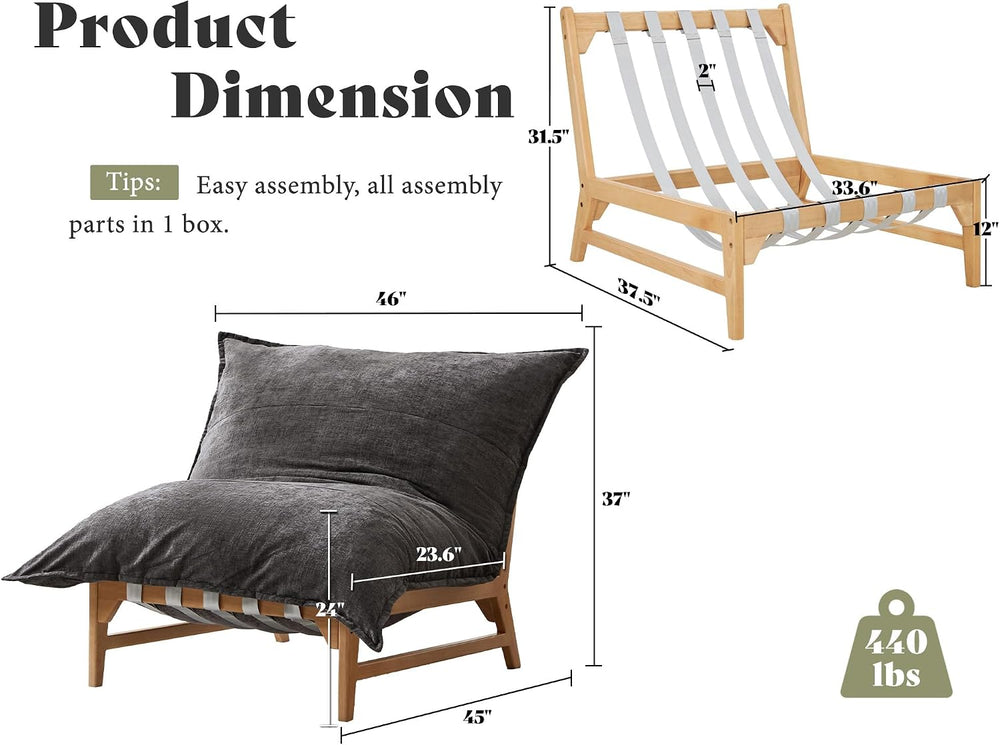 AMERLIFE 46" Oversized Sofa Chair, Lounge Accent Chair, Bean Bag Chair