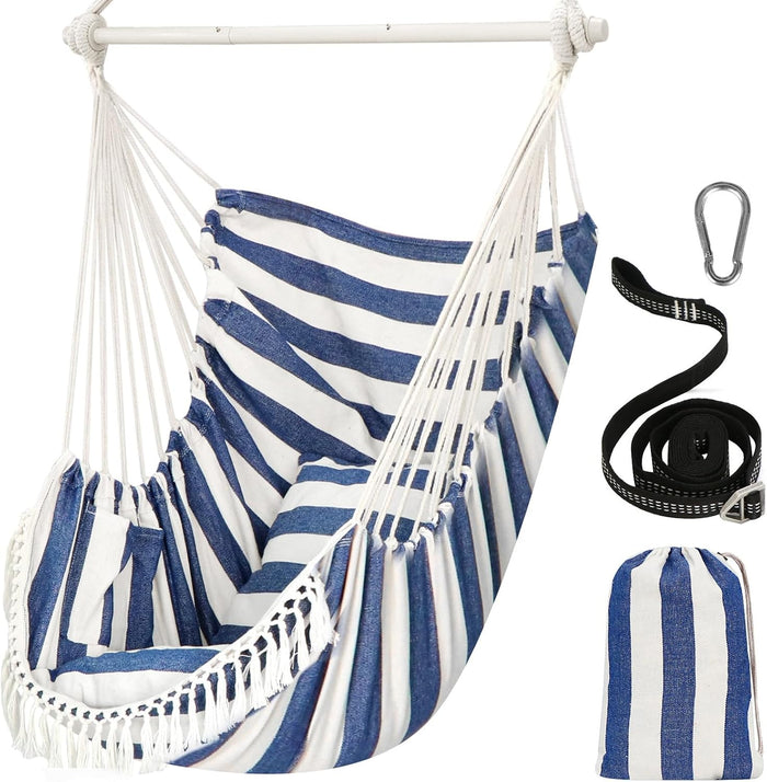 Chihee Hammock Chair Max 500 Lbs 2 Cushions Spreader Bar Strap Carabiner