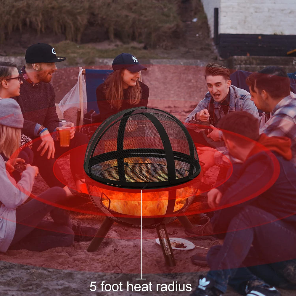Ikuby Ball of Fire Pit fire Ball with BBQ Grill fire Globe Pit Large Round fi...