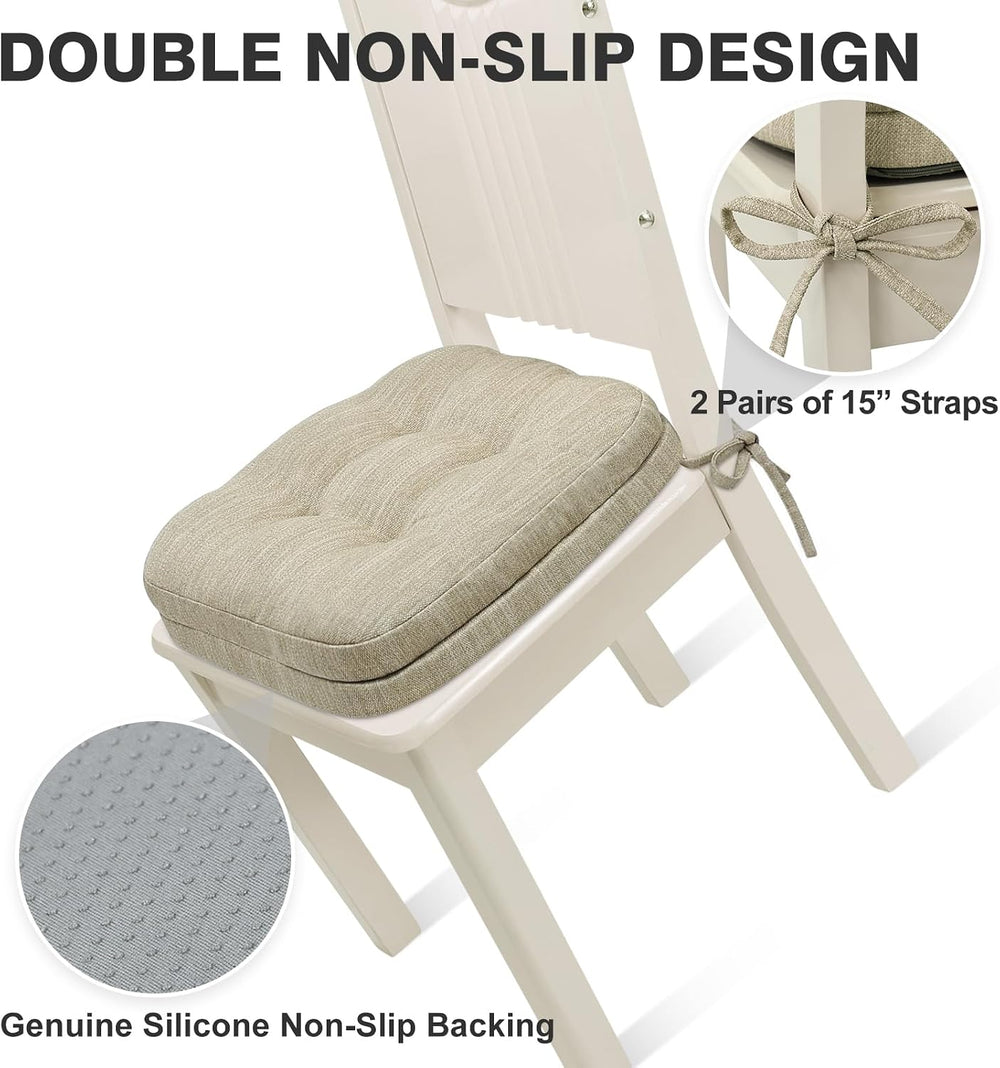 Shinnwa Dining Chair Cushions Set of 6, Dual-Layer Memory Foam Kitchen Chair ...