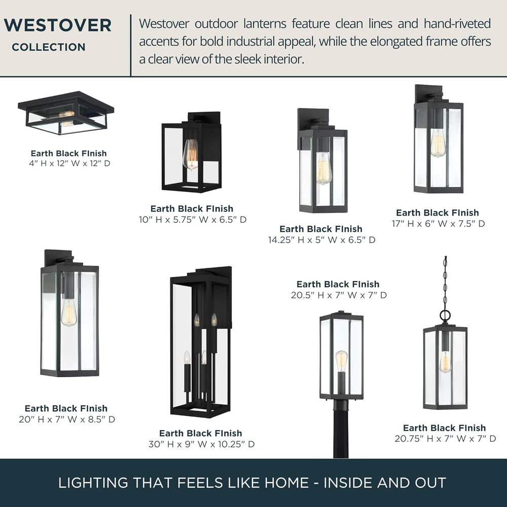 Quoizel Westover 14" Outdoor Wall Lantern, Earth Black