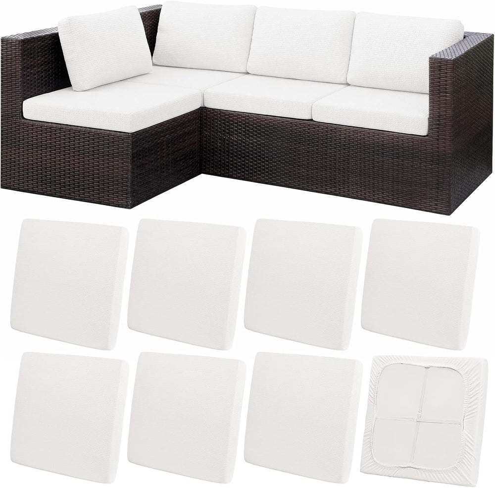 Outdoor Cushion Covers 8 Piece, Replacement Patio Cushion Covers, White