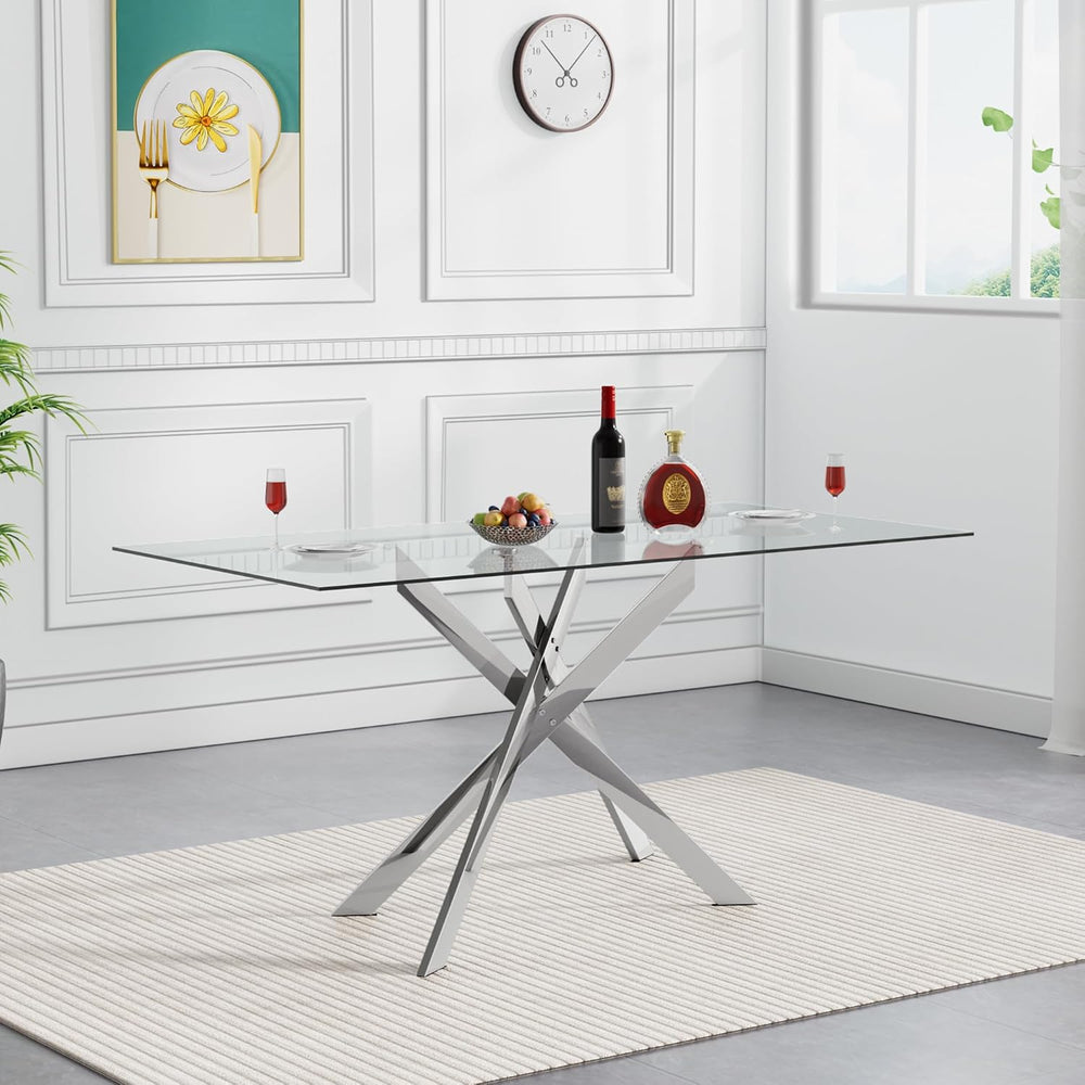 HomVent 52'' Rectangular Glass Dining Table Set for 6 for Family Gath...