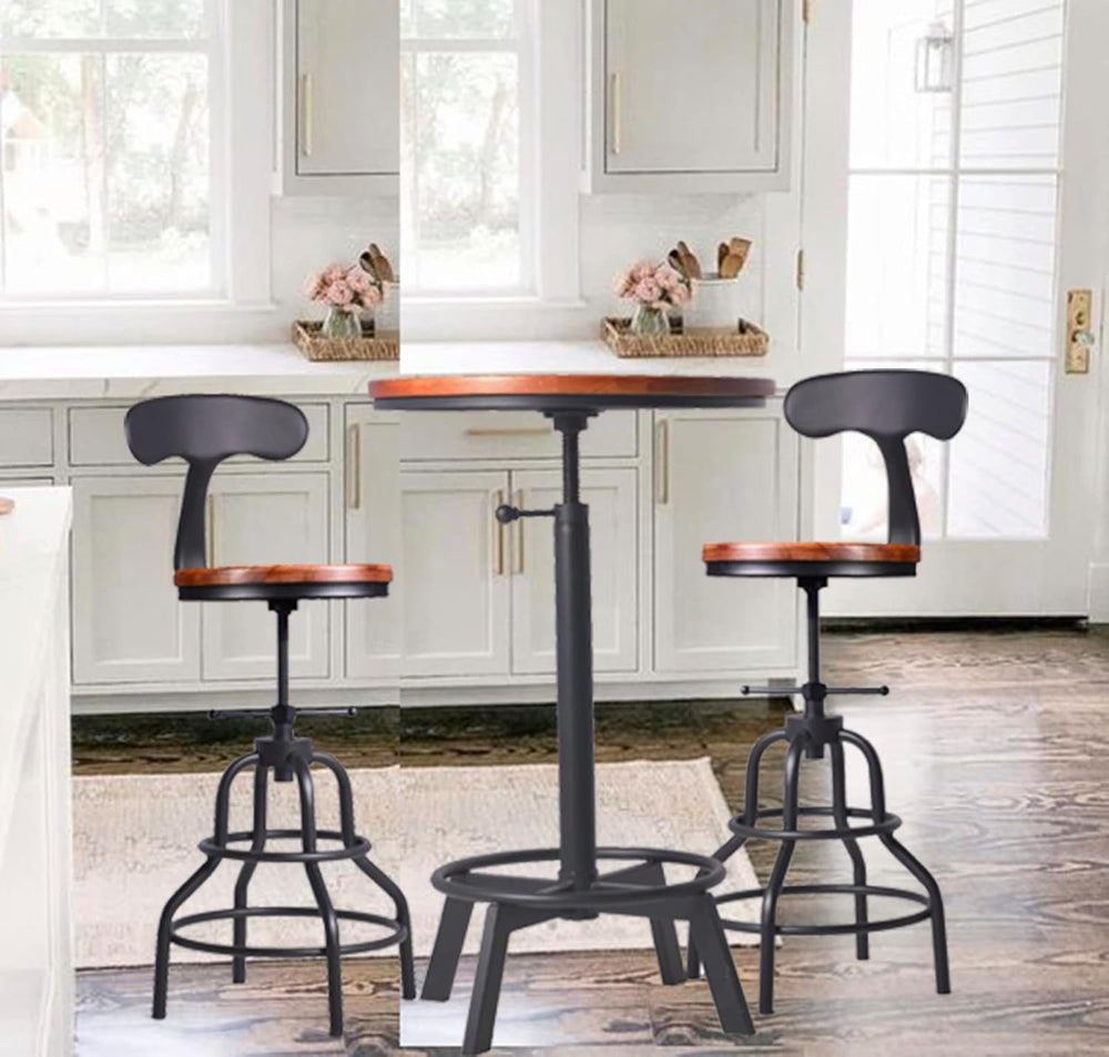 3-Piece Round Table & Chair Sets for Pub Kitchen Dining Living Party Bist...