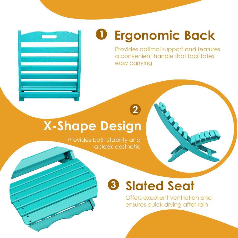 IVY&LANE Portable Xavier-Chairs Set of 2 | Folding-Adirondack-Chair | Wav...