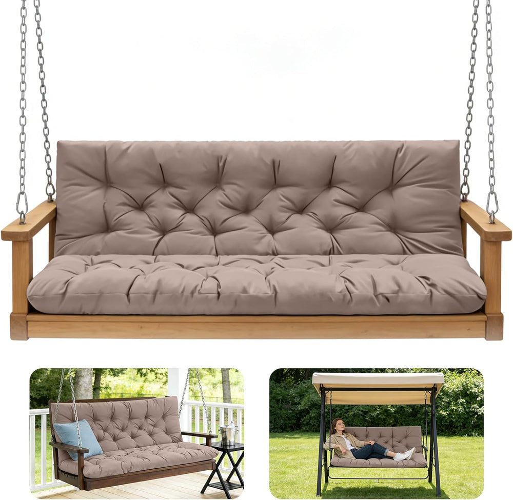 Porch Swing Cushions,Outdoor Cushions 3 Seater Replacement with Backrest, Wat...