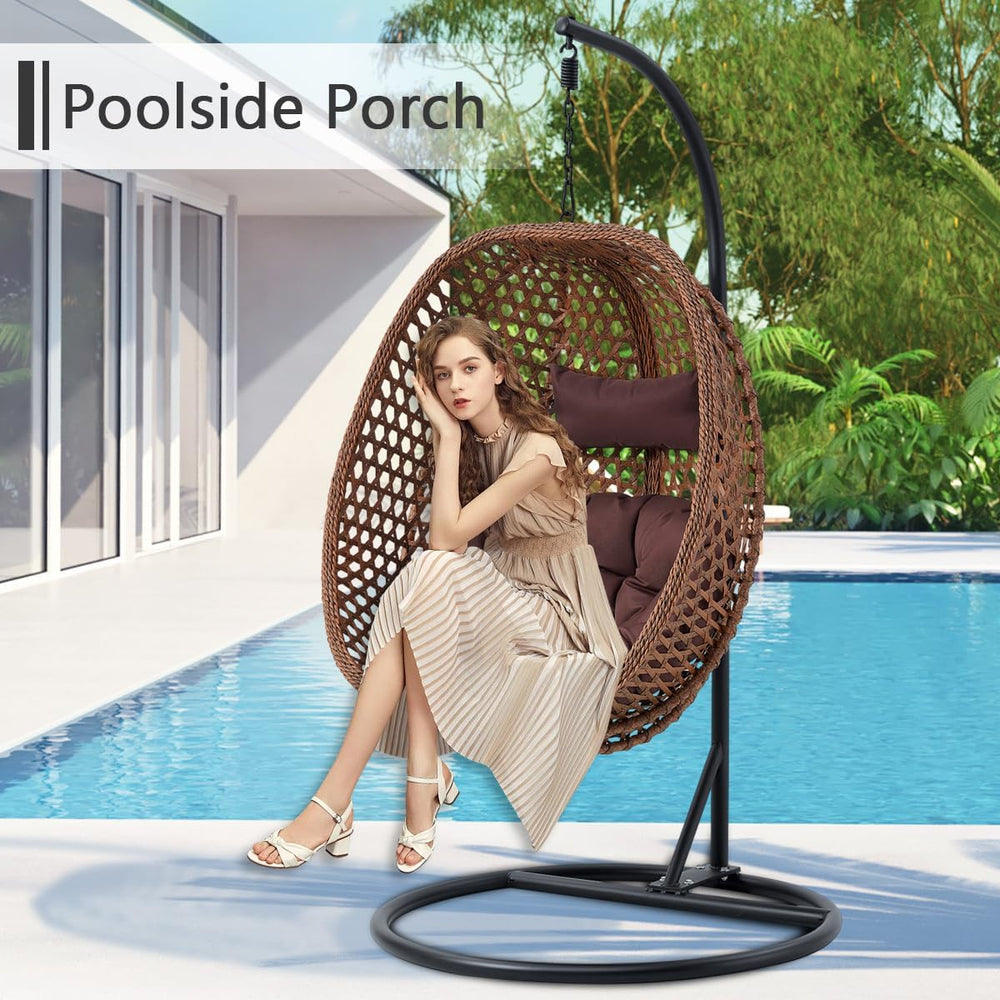 JUFU Egg Chair with Stand, Indoor and Covered Outdoor Hanging Egg Swing Chair...