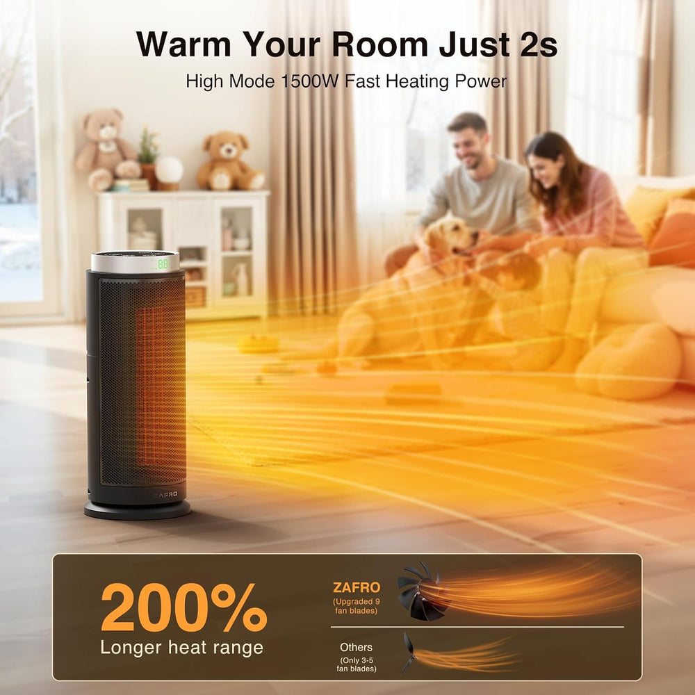 ZAFRO Space Heater, Ultra Quiet Portable Electric Heaters for Indoor Use with...