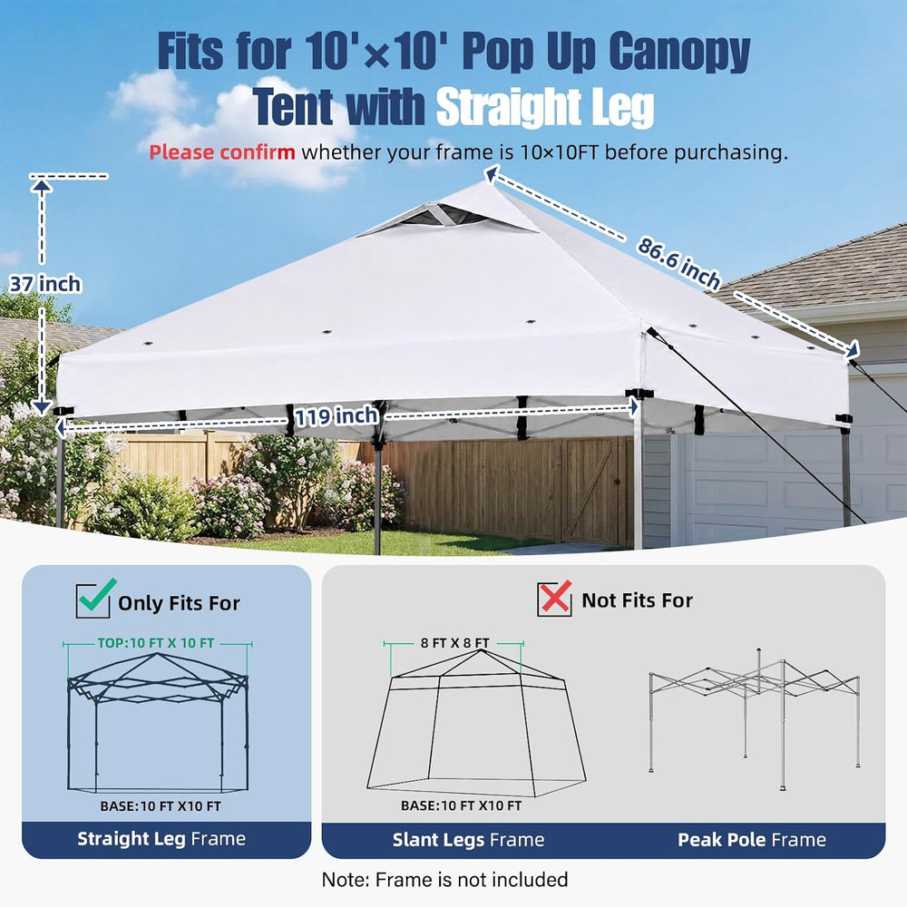 10x10 Canopy Replacement Top, Heavy Duty Pop Up Cover Air Vent (Top Only)