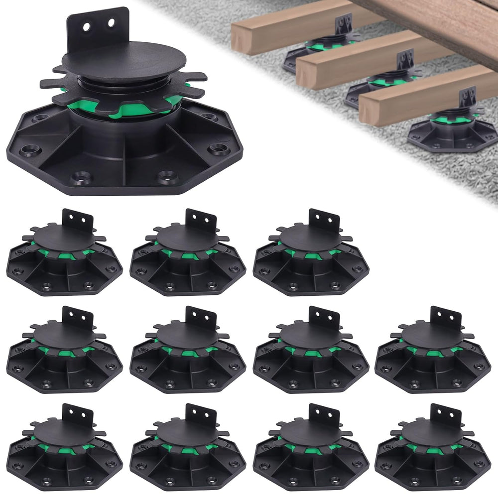 12 Pack Adjustable Deck Support Pedestals, 1-9/16" to 2-3/8" Height