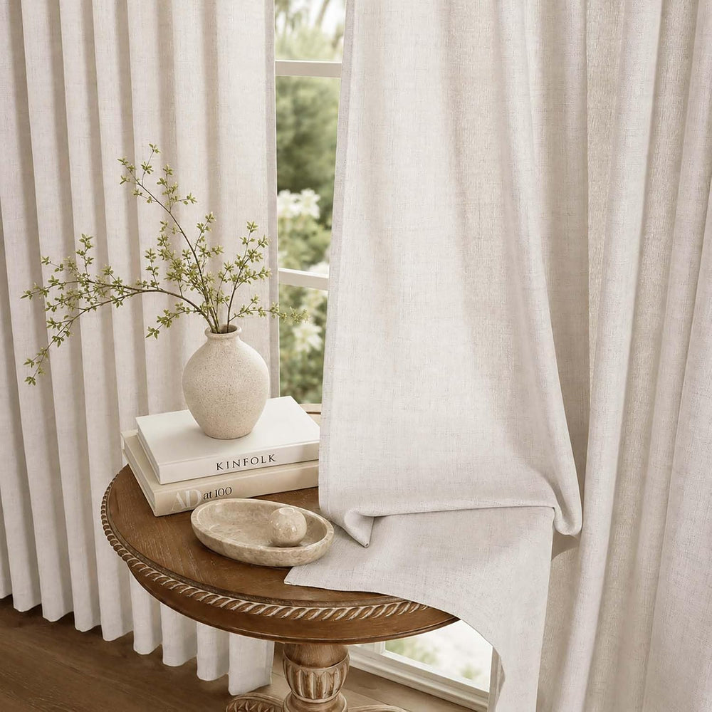 Extra Wide Natural Pinch Pleated Curtains 90 Inches Long 2 Panels Set, Light ...