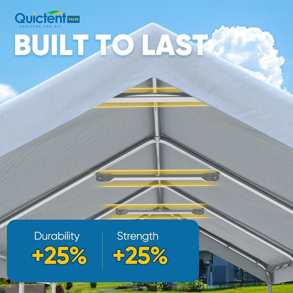 Quictent 10x20 ft Heavy Duty Carport Canopy Galvanized Car Tent Outdoor Garag...