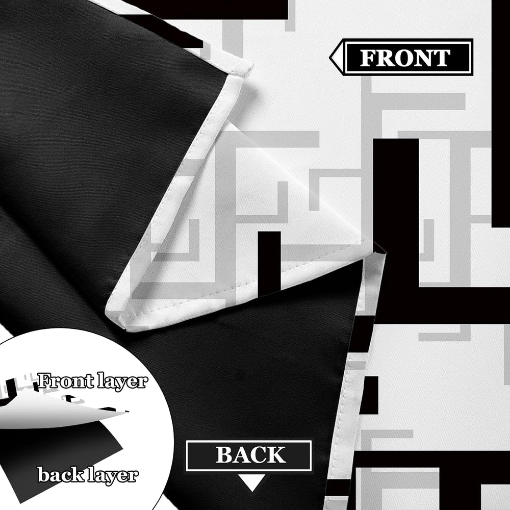Black and White Modern Blackout Curtains, 52 x 84 Inch, Grommet, 2 Panels
