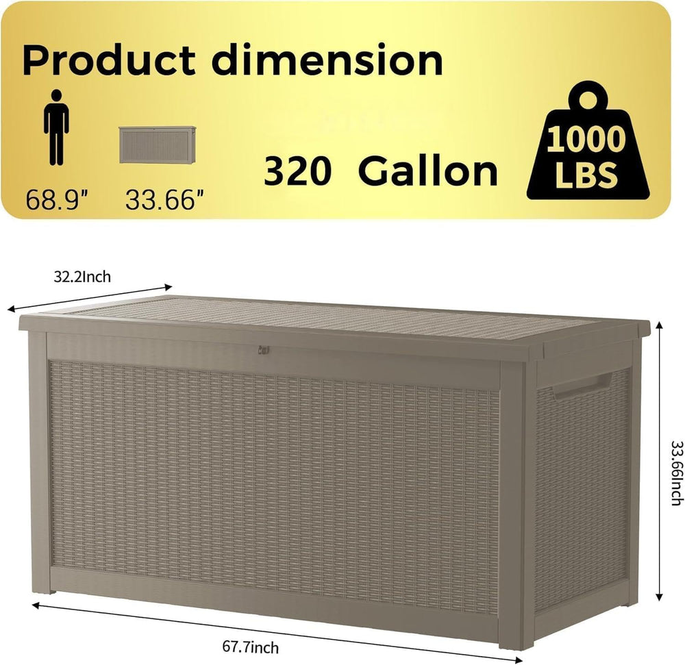 320 Gallon Outdoor Storage Box Wateproof, Extra Large Storage Organizer for P...