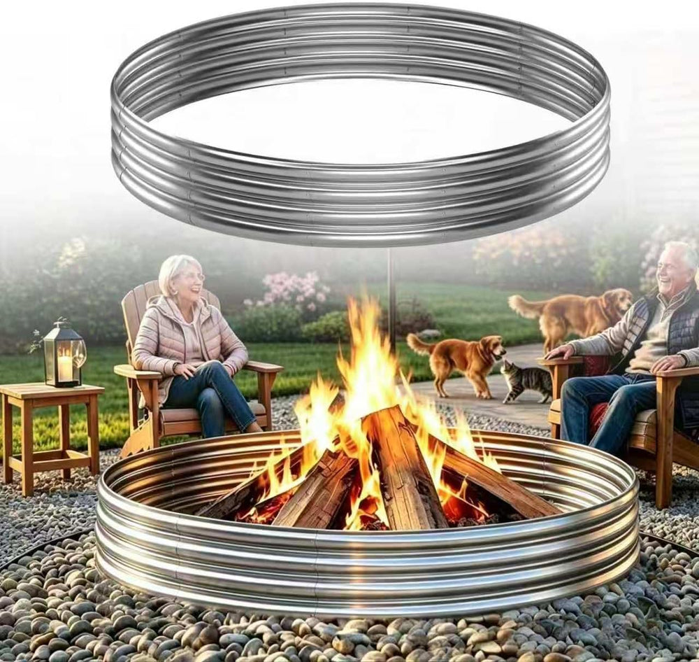 Fire Pit Ring for Outside Wood Burning, 60in Outdoor Fire Pit, Heavy Duty Ste...