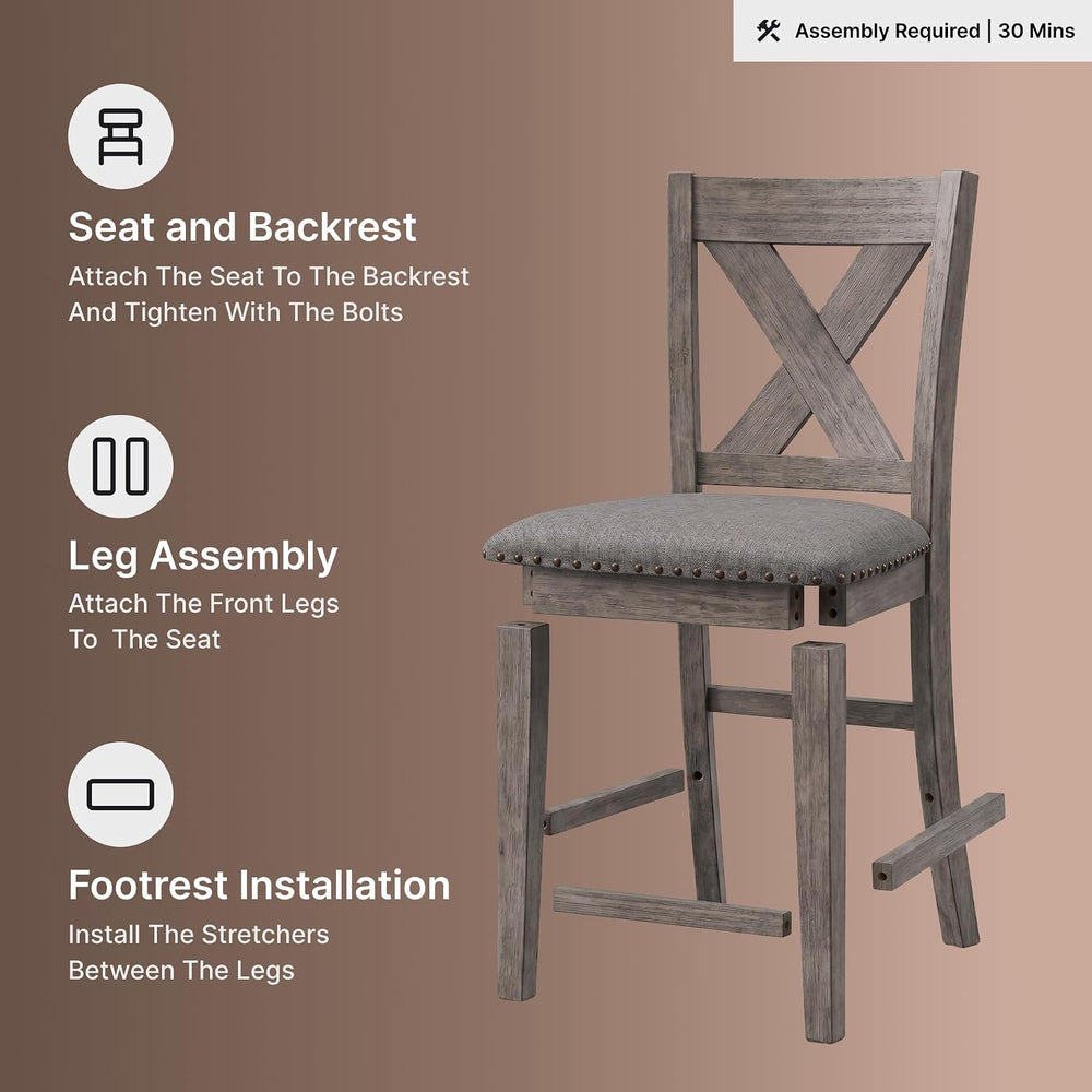 Signature Design by Ashley Caitbrook X-Back Bar Stools Set of 2, Gray