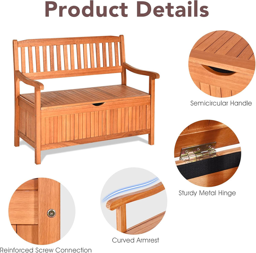 S AFSTAR Outdoor Patio Bench with Storage Box, 33 Gallon Storage Bench Deck B...