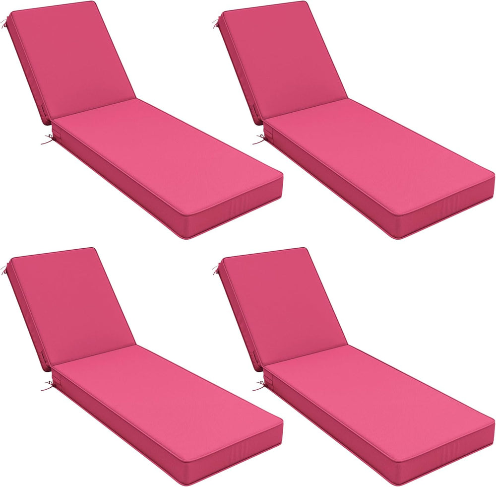 Chaise Lounge Cushions Outdoor of 4, 80 x 26 Inch Fade Resistant Ties Beach