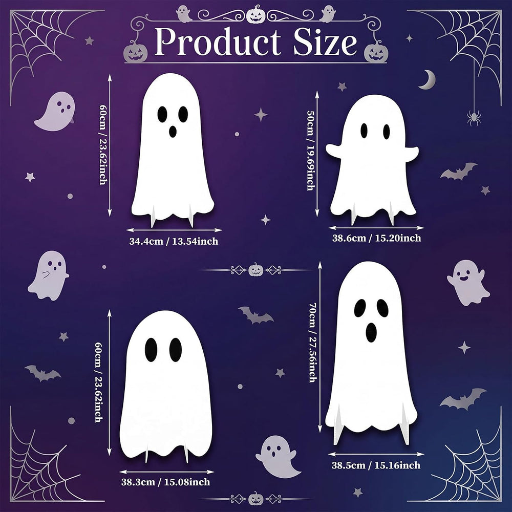 4 Pcs Halloween Ghost Cardboard Cutouts Large 27.56'' Ghost Decor