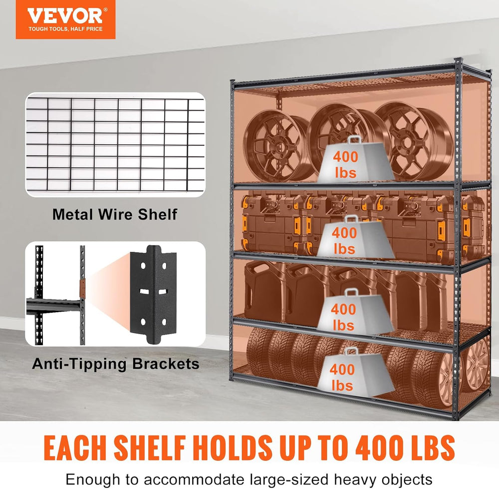 VEVOR Storage Shelving Unit 5-Tier Adjustable 2000 lbs Capacity 60"x24&q...