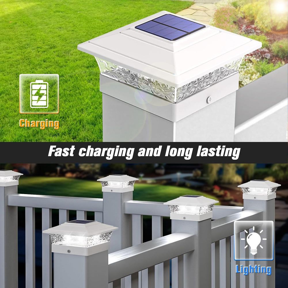 Solar Post Cap Lights Outdoor 12pack, Waterproof Fence Post Lights with 16 Ul...