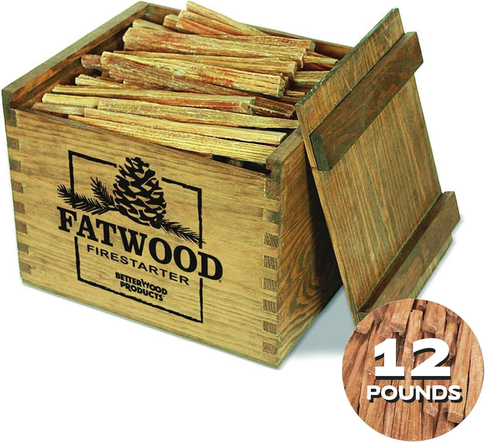 Better Wood Products Fatwood Firestarter Wooden Crate, 12-Pounds