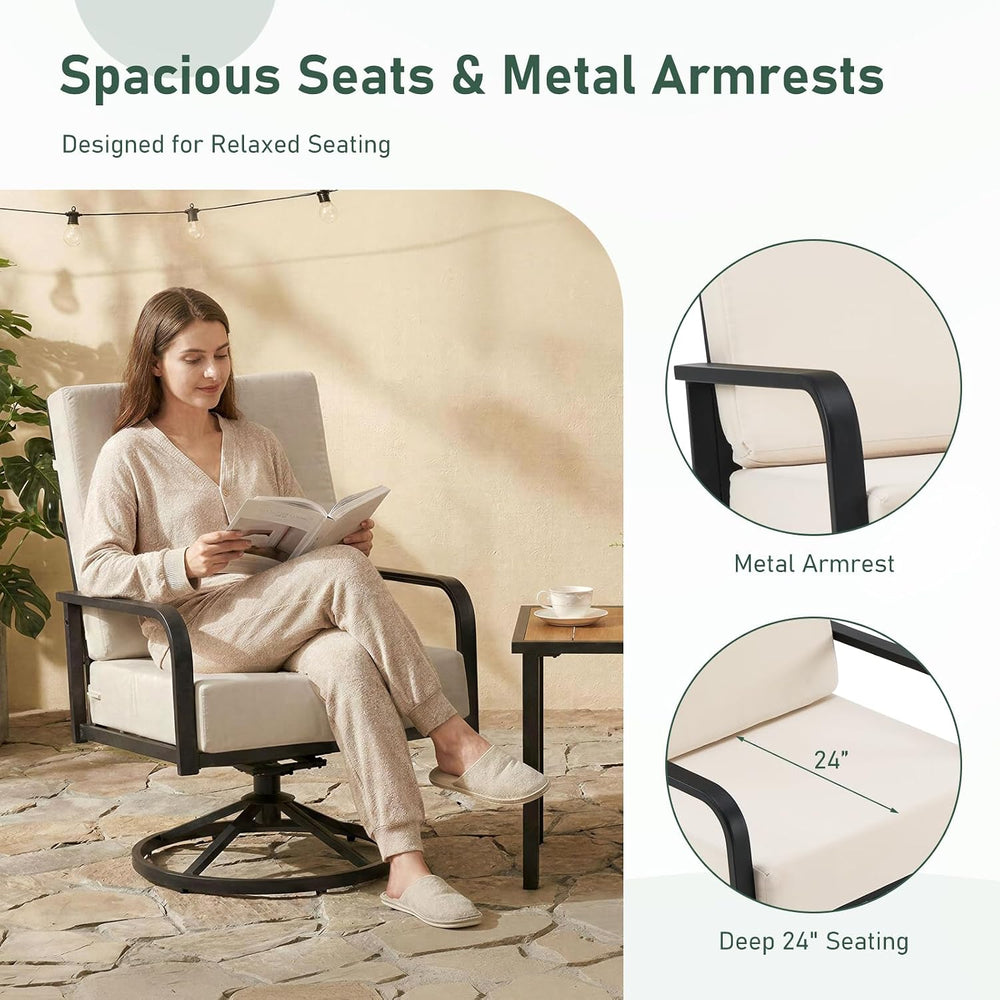 Furnimart 360° Swivel Rocker Patio Chairs Set of 2 with Coffee Table, 3-Piece...