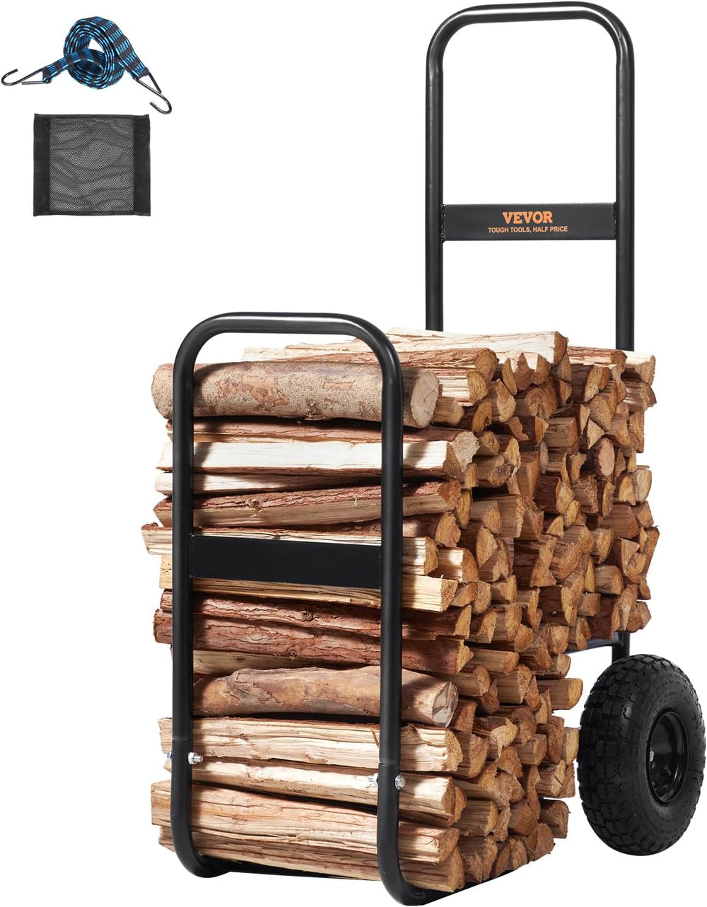VEVOR Log Cart 250 lbs Load Capacity, Outdoor and Indoor Wood Rack Storage Mo...