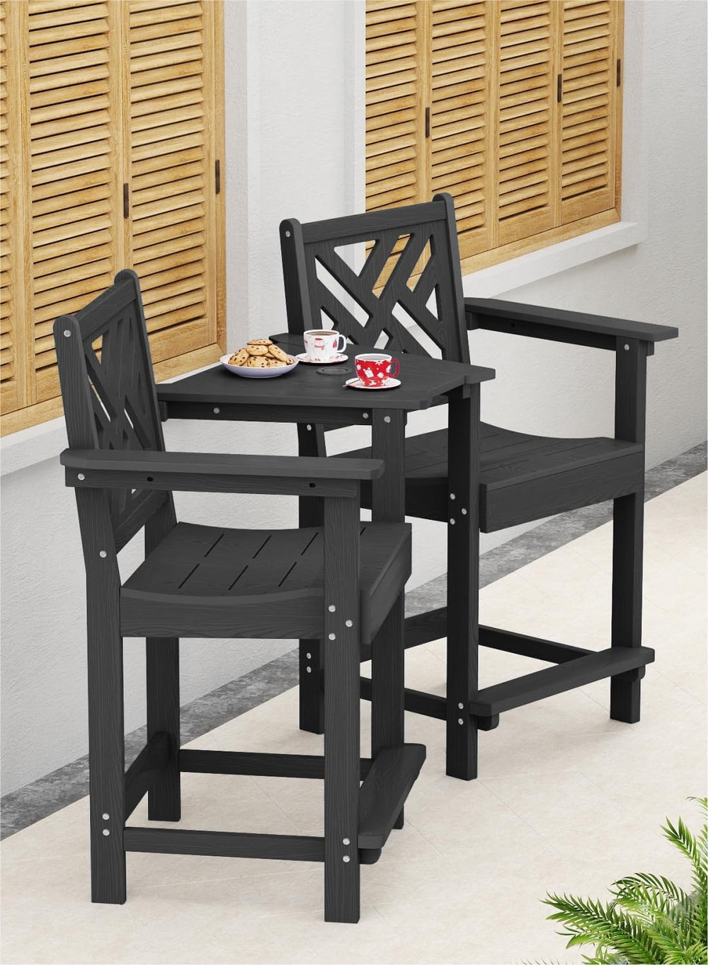 Tall Adirondack Chairs Set of 2, Outdoor 24'' Counter Height Bar Stoo...