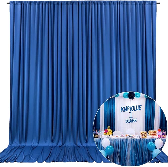 10 x 10 Feet Blue A Backdrop Curtain for Partie, Background Curtains for Phot...